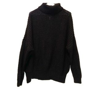 Leith Black waffle knot Turtleneck Sweater